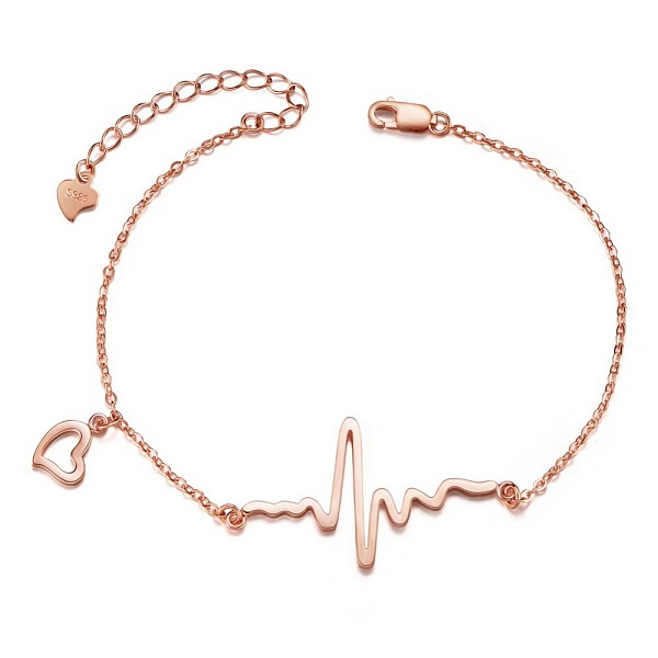 PandaHall SHEGRACE 925 Sterling Silver Heartbeat Charm Bracelet(Chain Extenders Random Style), Rose Gold, 7-1/8 inch(18cm) Sterling Silver
PandaHall SHEGRACE 925 Sterling Silver Heartbeat Charm Bracelet(Chain Extenders Random Style), Rose Gold, 7-1/8 inch(18cm) Sterling Silver