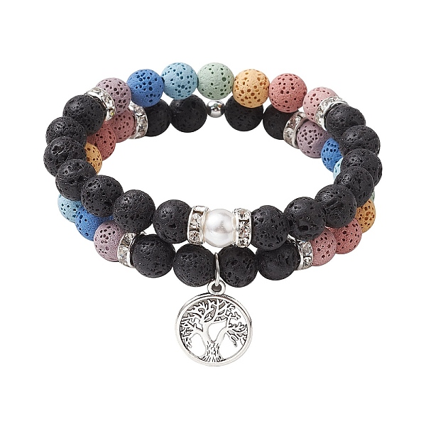 PandaHall 2pcs 2 Styles 8mm Round Dyed Natural Lava Rock & Shell Pearl Beaded Stretch Bracelet Sets, Tibetan Style Alloy Tree of Life Charm...
PandaHall 2pcs 2 Styles 8mm Round Dyed Natural Lava Rock & Shell Pearl Beaded Stretch Bracelet Sets, Tibetan Style Alloy Tree of Life Charm...