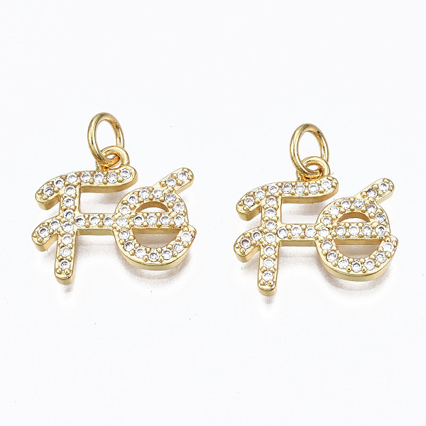 PandaHall Brass Micro Pave Clear Cubic Zirconia Charms, with Jump Rings, Nickel Free, Word, Real 16K Gold Plated, 13x15x2mm, Hole: 3mm...
PandaHall Brass Micro Pave Clear Cubic Zirconia Charms, with Jump Rings, Nickel Free, Word, Real 16K Gold Plated, 13x15x2mm, Hole: 3mm...