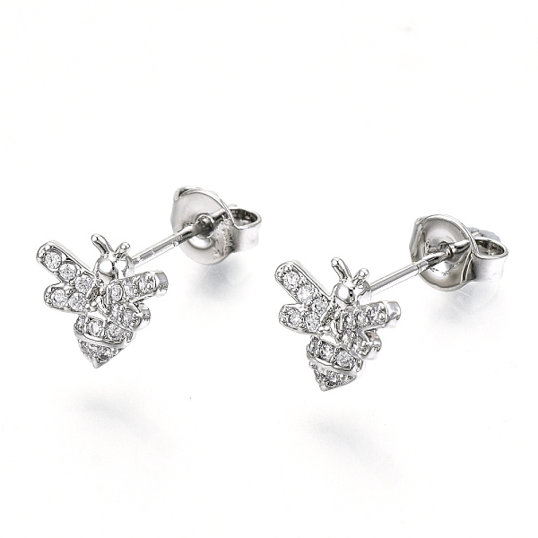 PandaHall Brass Micro Pave Clear Cubic Zirconia Stud Earrings, with Ear Nuts, Nickel Free, Bees, Platinum, 8x8.5mm, Pin: 0.8mm Brass Bees...
PandaHall Brass Micro Pave Clear Cubic Zirconia Stud Earrings, with Ear Nuts, Nickel Free, Bees, Platinum, 8x8.5mm, Pin: 0.8mm Brass Bees...
