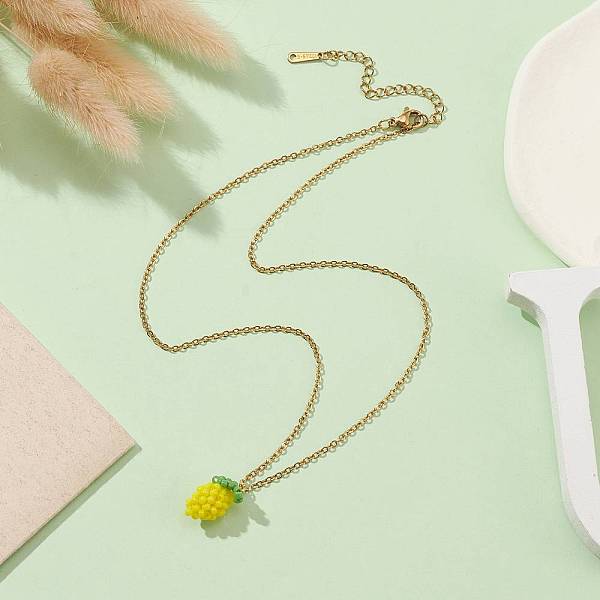 PandaHall Glass Seed Beaded Lemon Pendant Necklace with 304 Stainless Steel Cable Chains, Golden, 15.75 inch(40cm) 304 Stainless Steel
PandaHall Glass Seed Beaded Lemon Pendant Necklace with 304 Stainless Steel Cable Chains, Golden, 15.75 inch(40cm) 304 Stainless Steel