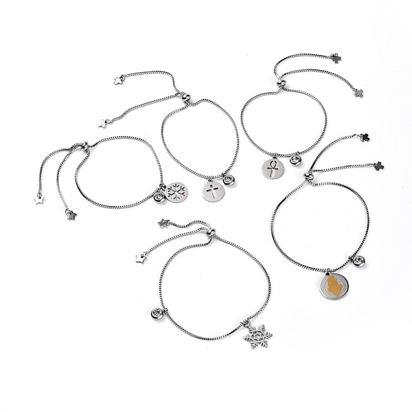 PandaHall 304 Stainless Steel Slider Bracelets, Charm Bracelets, with Box Chains, Mixed Shapes, Stainless Steel Color, 9-1/2 inch(24cm)...
PandaHall 304 Stainless Steel Slider Bracelets, Charm Bracelets, with Box Chains, Mixed Shapes, Stainless Steel Color, 9-1/2 inch(24cm)...