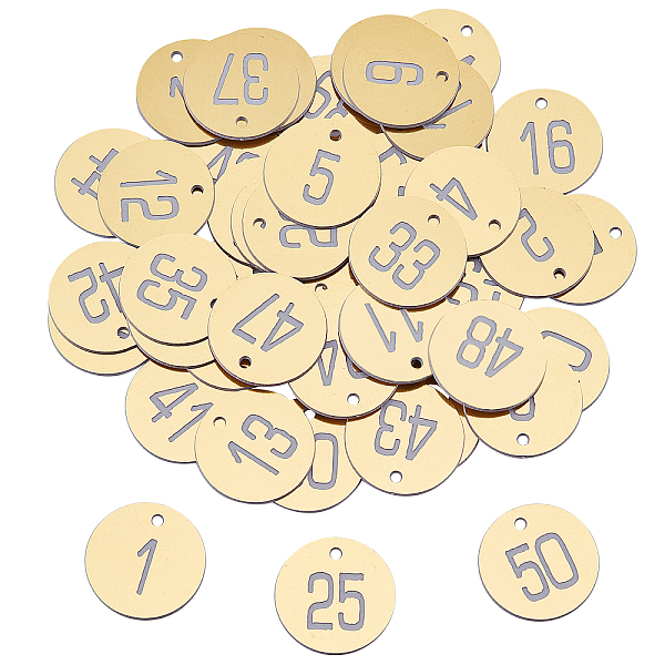 PandaHall 50 Pcs 1-50 Numbered Key Tags, Plastic Number Tags 30mm Number ID Tags Engraved Tags Key Tags Without Key Rings for Luggage Hotel..., Gold
PandaHall 50 Pcs 1-50 Numbered Key Tags, Plastic Number Tags 30mm Number ID Tags Engraved Tags Key Tags Without Key Rings for Luggage Hotel..., Gold