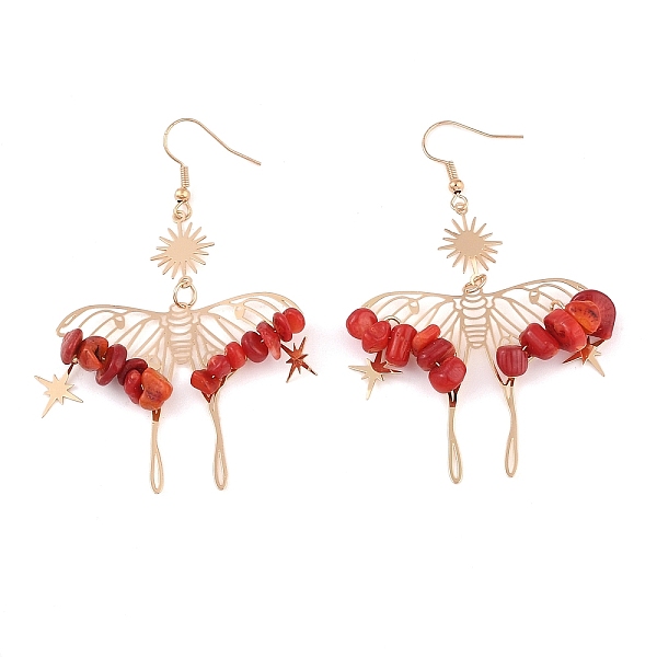 PandaHall Synthetic Coral Chips Dangle Earrings, Bohemian Hollow Butterfly Brass Jewelry for Women, 75x46mm Synthetic Coral Butterfly
PandaHall Synthetic Coral Chips Dangle Earrings, Bohemian Hollow Butterfly Brass Jewelry for Women, 75x46mm Synthetic Coral Butterfly