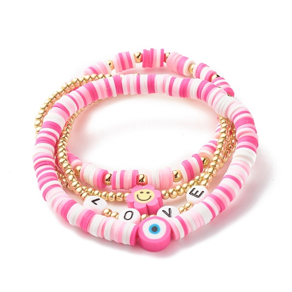 PandaHall Handmade Polymer Clay Heishi Beads Stretch Bracelets Set, Love Word Acrylic Beads Bracelets, Smiling Face and Evil Eye Beads Lucky..., Pink
PandaHall Handmade Polymer Clay Heishi Beads Stretch Bracelets Set, Love Word Acrylic Beads Bracelets, Smiling Face and Evil Eye Beads Lucky..., Pink