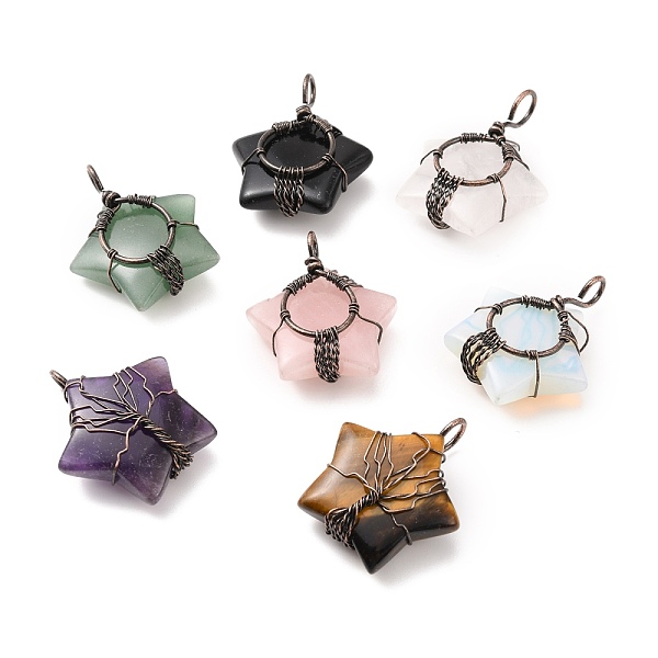 PandaHall Natural & Synthetic Gemstone Pendants, with Red Copper Wire Wrapped, Cadmium Free & Lead Free, Star, 34~37.5x29~31x10~12mm, Hole...
PandaHall Natural & Synthetic Gemstone Pendants, with Red Copper Wire Wrapped, Cadmium Free & Lead Free, Star, 34~37.5x29~31x10~12mm, Hole...