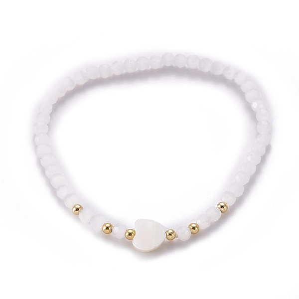 PandaHall Faceted Glass Beaded Stretch Bracelets, with Brass Beads and Heart Natural Trochid Shell Beads, White, Inner Diameter: 2-1/4 inch...
PandaHall Faceted Glass Beaded Stretch Bracelets, with Brass Beads and Heart Natural Trochid Shell Beads, White, Inner Diameter: 2-1/4 inch...