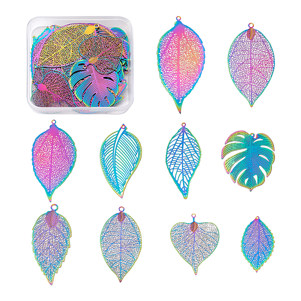 PandaHall Biyun 40Pcs 10 Styles Ion Plating(IP) 201 Stainless Steel Filigree Pendants, Etched Metal Embellishments, Leaf, Rainbow Color...
PandaHall Biyun 40Pcs 10 Styles Ion Plating(IP) 201 Stainless Steel Filigree Pendants, Etched Metal Embellishments, Leaf, Rainbow Color...