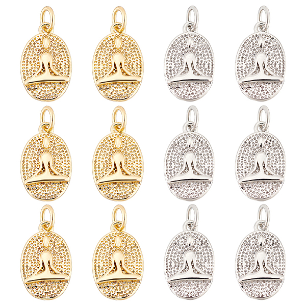PandaHall BENECREAT 20Pcs 2 Colors Brass Pendants, with Jump Ring, Long-Lasting Plated, Textured, Oval with Yoga Human, Real Gold Plated &...
PandaHall BENECREAT 20Pcs 2 Colors Brass Pendants, with Jump Ring, Long-Lasting Plated, Textured, Oval with Yoga Human, Real Gold Plated &...