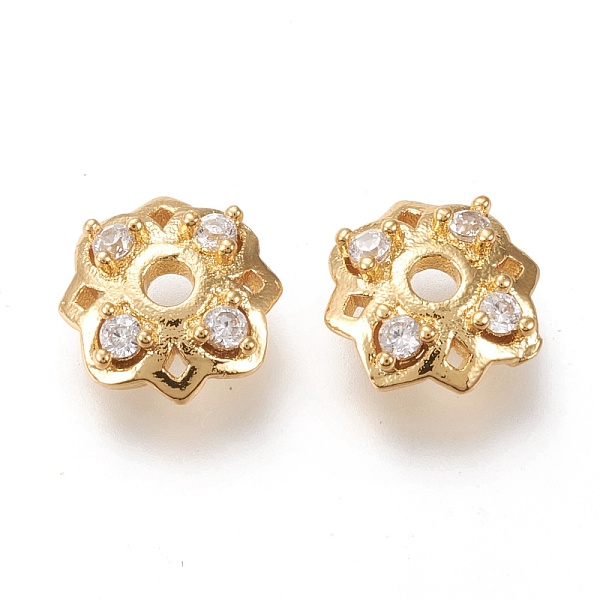 PandaHall 4-Petal Brass Bead Caps, with Clear Cubic Zirconia, Long-Lasting Plated, Flower, Golden, 7x3mm, Hole: 1.5mm Brass+Cubic Zirconia...
PandaHall 4-Petal Brass Bead Caps, with Clear Cubic Zirconia, Long-Lasting Plated, Flower, Golden, 7x3mm, Hole: 1.5mm Brass+Cubic Zirconia...