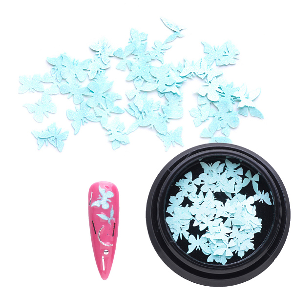 PandaHall Paper Cabochons, Nail Art Decorations, Lifelike Butterfly, Sky Blue, 3~5x4~7x0.1mm, about 100pcs/box Paper Butterfly Blue
PandaHall Paper Cabochons, Nail Art Decorations, Lifelike Butterfly, Sky Blue, 3~5x4~7x0.1mm, about 100pcs/box Paper Butterfly Blue