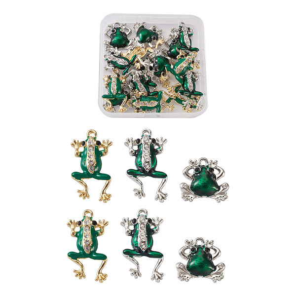 PandaHall Alloy Enamel Pendants, with Crystal Rhinestones, Frog Shape, Green, 18pcs/box Alloy Rhinestone+Enamel Frog Green
PandaHall Alloy Enamel Pendants, with Crystal Rhinestones, Frog Shape, Green, 18pcs/box Alloy Rhinestone+Enamel Frog Green