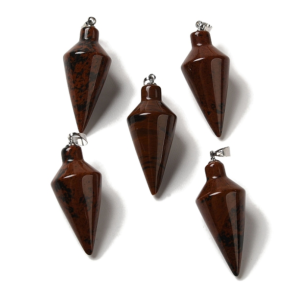 PandaHall Natural Mahogany Obsidian Pendants, Cone Charms with Rack Plating Platinum Plated Brass Snap on Bails, 36~36.5x15~15.5mm, Hole...
PandaHall Natural Mahogany Obsidian Pendants, Cone Charms with Rack Plating Platinum Plated Brass Snap on Bails, 36~36.5x15~15.5mm, Hole...