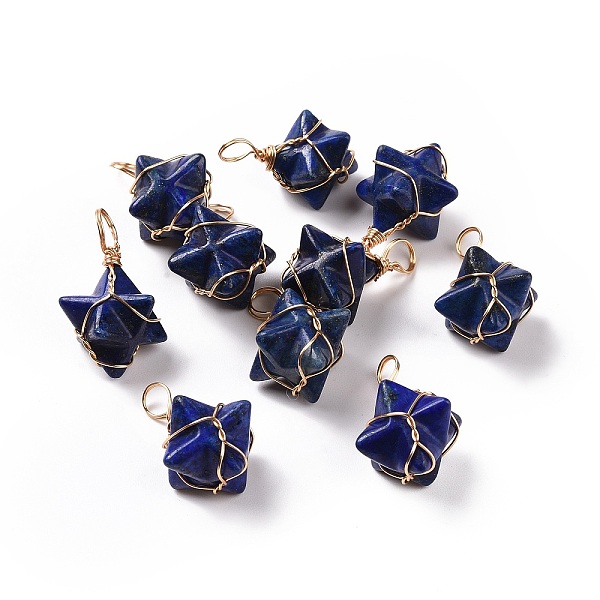 PandaHall Natural Lapis Lazuli Dyed Copper Wire Wrapped Pendants, Merkaba Star Charms, Golden, 26~31x20~21x13~15mm, Hole: 5~5.5mm Lapis...
PandaHall Natural Lapis Lazuli Dyed Copper Wire Wrapped Pendants, Merkaba Star Charms, Golden, 26~31x20~21x13~15mm, Hole: 5~5.5mm Lapis...