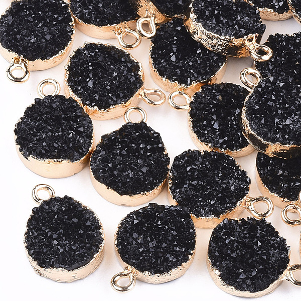 PandaHall Electroplate Druzy Resin Pendants, with Iron Findings, Flat Round, Light Gold, Black, 17~18x13.5x6mm, Hole: 1mm Iron+Resin Flat...
PandaHall Electroplate Druzy Resin Pendants, with Iron Findings, Flat Round, Light Gold, Black, 17~18x13.5x6mm, Hole: 1mm Iron+Resin Flat...