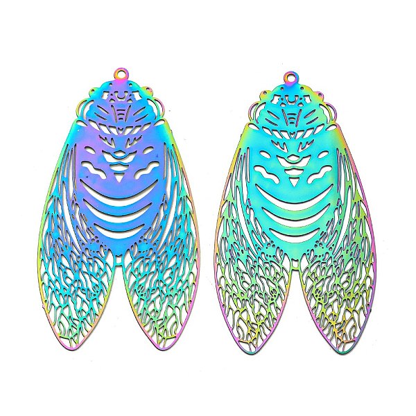 PandaHall Ion Plating(IP) 201 Stainless Steel Etched Metal Embellishments Big Pendants, Cicada Charm, Rainbow Color, 50x26.5x0.3mm, Hole...
PandaHall Ion Plating(IP) 201 Stainless Steel Etched Metal Embellishments Big Pendants, Cicada Charm, Rainbow Color, 50x26.5x0.3mm, Hole...
