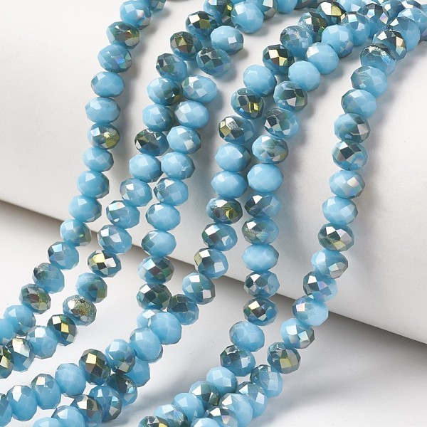 PandaHall Electroplate Opaque Glass Beads Strands, Half Green Plated, Faceted, Rondelle, Cyan, 6x5mm, Hole: 1mm, about 83~85pcs/strand...
PandaHall Electroplate Opaque Glass Beads Strands, Half Green Plated, Faceted, Rondelle, Cyan, 6x5mm, Hole: 1mm, about 83~85pcs/strand...