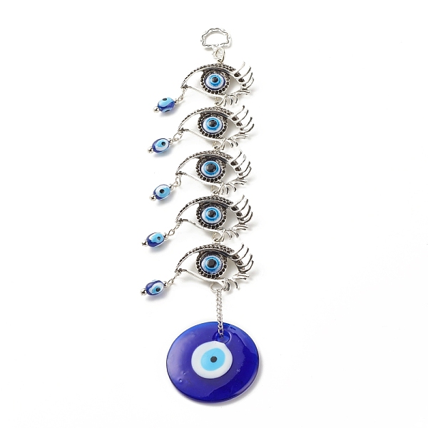 PandaHall Glass Turkish Blue Evil Eye Pendant Decoration, with Alloy Horse Eye Design Charm, for Home Wall Hanging Amulet Ornament, Antique...
PandaHall Glass Turkish Blue Evil Eye Pendant Decoration, with Alloy Horse Eye Design Charm, for Home Wall Hanging Amulet Ornament, Antique...
