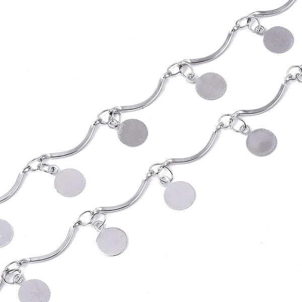 PandaHall 304 Stainless Steel Curved Bar Link Chains, Scalloped Bar Chain, with Flat Round Charms, Soldered, Stainless Steel Color, Link...
PandaHall 304 Stainless Steel Curved Bar Link Chains, Scalloped Bar Chain, with Flat Round Charms, Soldered, Stainless Steel Color, Link...