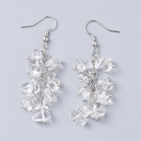 PandaHall Dangle Earrings, Cluster Earrings, with Natural Quartz Crystal Chips and Platinum Plated Brass Earring Hooks, 60~63mm, Pin: 0.5mm...
PandaHall Dangle Earrings, Cluster Earrings, with Natural Quartz Crystal Chips and Platinum Plated Brass Earring Hooks, 60~63mm, Pin: 0.5mm...