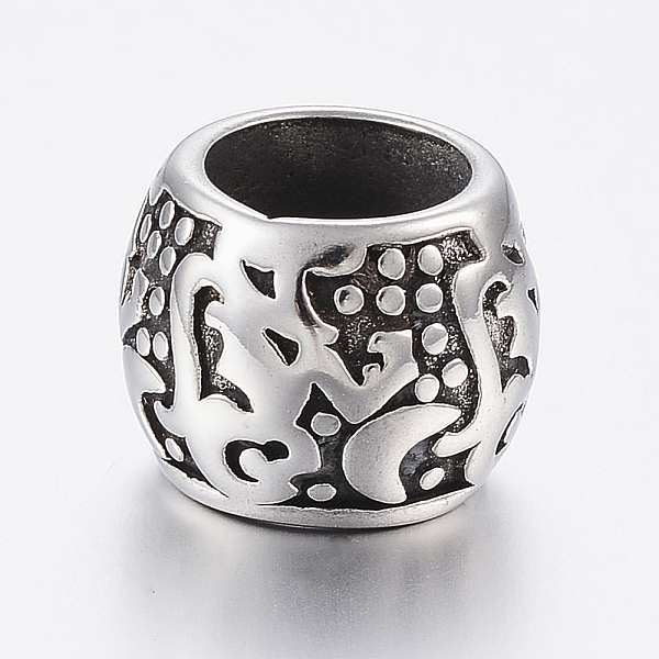 PandaHall 304 Stainless Steel Beads, Large Hole Beads, Rondelle with Flower, Antique Silver, 14x11mm, Hole: 9mm 304 Stainless Steel Rondelle
PandaHall 304 Stainless Steel Beads, Large Hole Beads, Rondelle with Flower, Antique Silver, 14x11mm, Hole: 9mm 304 Stainless Steel Rondelle