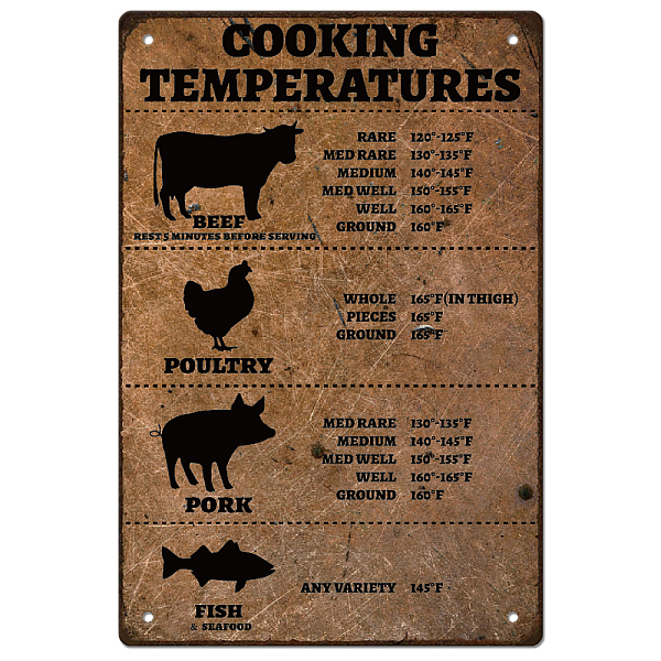 PandaHall SUPERDANT Tin Sign Cooking Temperature Vintage Metal Tin Signs Beef Poultry Pork Fish Funny Wall Art Painting Metal Decor for...
PandaHall SUPERDANT Tin Sign Cooking Temperature Vintage Metal Tin Signs Beef Poultry Pork Fish Funny Wall Art Painting Metal Decor for...