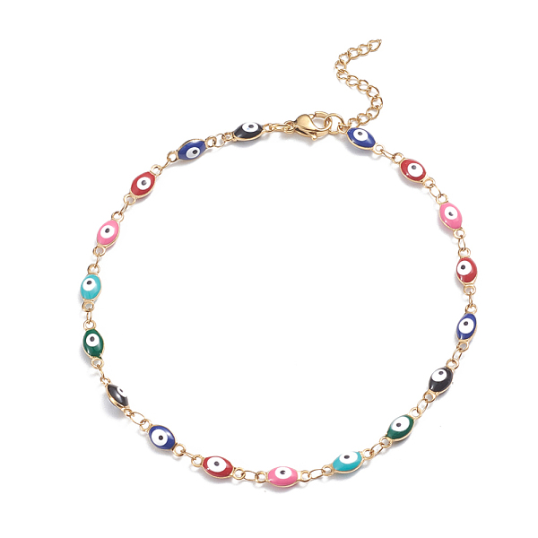 PandaHall 304 Stainless Steel Anklets, with Enamel and Lobster Claw Clasps, Evil Eye, Colorful, Golden, 9-5/8 inch(24.5cm) Stainless Steel
PandaHall 304 Stainless Steel Anklets, with Enamel and Lobster Claw Clasps, Evil Eye, Colorful, Golden, 9-5/8 inch(24.5cm) Stainless Steel