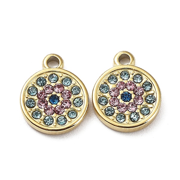 PandaHall Ion Plating(IP) 304 Stainless Steel Charms, with Colorful Rhinestone, Flat Round Charm, Real 18K Gold Plated, 10x8x2mm, Hole..., Multicolor
PandaHall Ion Plating(IP) 304 Stainless Steel Charms, with Colorful Rhinestone, Flat Round Charm, Real 18K Gold Plated, 10x8x2mm, Hole..., Multicolor