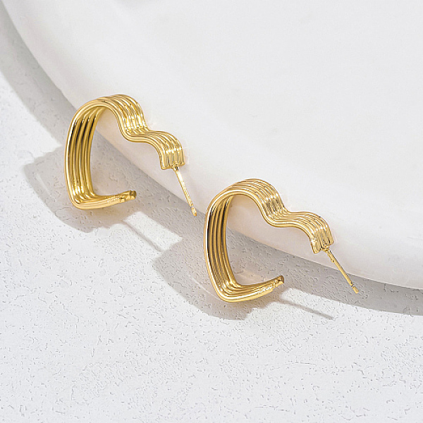 PandaHall Brass Heart Stud Earrings, Half Hoop Earrings, Real 18K Gold Plated, 12x3mm Brass Heart
PandaHall Brass Heart Stud Earrings, Half Hoop Earrings, Real 18K Gold Plated, 12x3mm Brass Heart