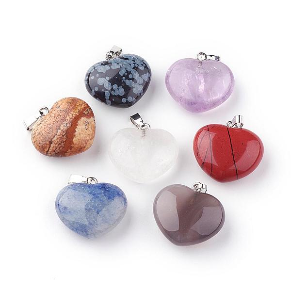 PandaHall Natural Gemstone Pendants, with Platinum Tone Alloy Findings, Heart, 21~22x23x10mm, Hole: 2.5x5.5mm Mixed Stone Heart
PandaHall Natural Gemstone Pendants, with Platinum Tone Alloy Findings, Heart, 21~22x23x10mm, Hole: 2.5x5.5mm Mixed Stone Heart