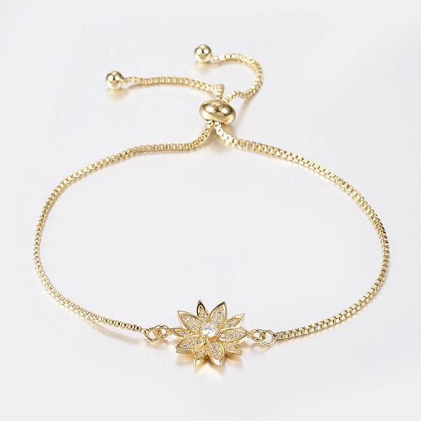 PandaHall Adjustable Brass Micro Pave Cubic Zirconia Bolo Bracelets, Slider Bracelets, Flower, Golden, 10-1/4 inch(260mm), 1.2mm Cubic...
PandaHall Adjustable Brass Micro Pave Cubic Zirconia Bolo Bracelets, Slider Bracelets, Flower, Golden, 10-1/4 inch(260mm), 1.2mm Cubic...