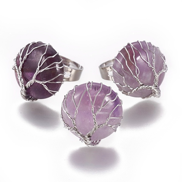 PandaHall Adjustable Natural Amethyst Finger Rings, with Platinum Tone Brass Findings, Flat Round, Size 8, 18mm Amethyst
PandaHall Adjustable Natural Amethyst Finger Rings, with Platinum Tone Brass Findings, Flat Round, Size 8, 18mm Amethyst