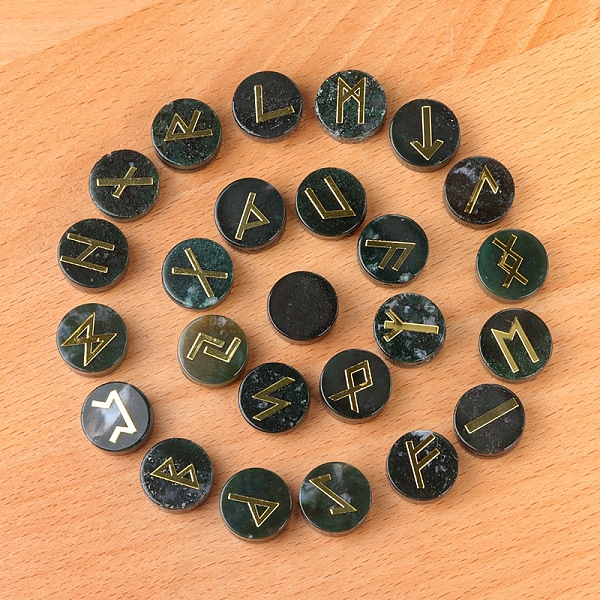 PandaHall Tumbled Natural Indian Agate with Carved Rune Words, Divination Stone, Flat Round, 16~19x6~7mm Indian Agate Flat Round
PandaHall Tumbled Natural Indian Agate with Carved Rune Words, Divination Stone, Flat Round, 16~19x6~7mm Indian Agate Flat Round