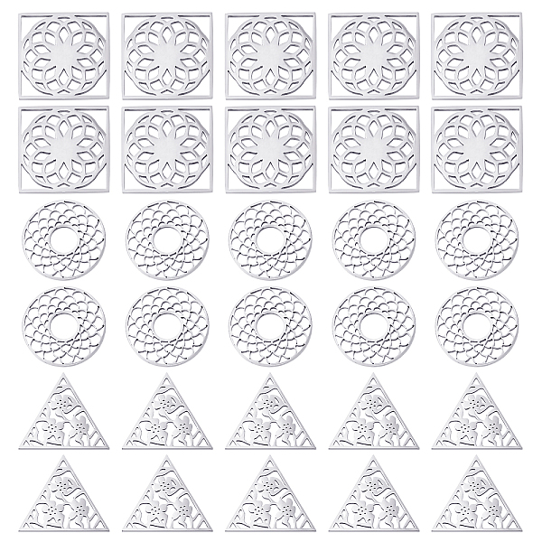 PandaHall DICOSMETIC 30Pcs 3 Style 201 Stainless Steel Filigree Joiners Links, Laser Cut, Flat Round with Flower, Stainless Steel Color...
PandaHall DICOSMETIC 30Pcs 3 Style 201 Stainless Steel Filigree Joiners Links, Laser Cut, Flat Round with Flower, Stainless Steel Color...