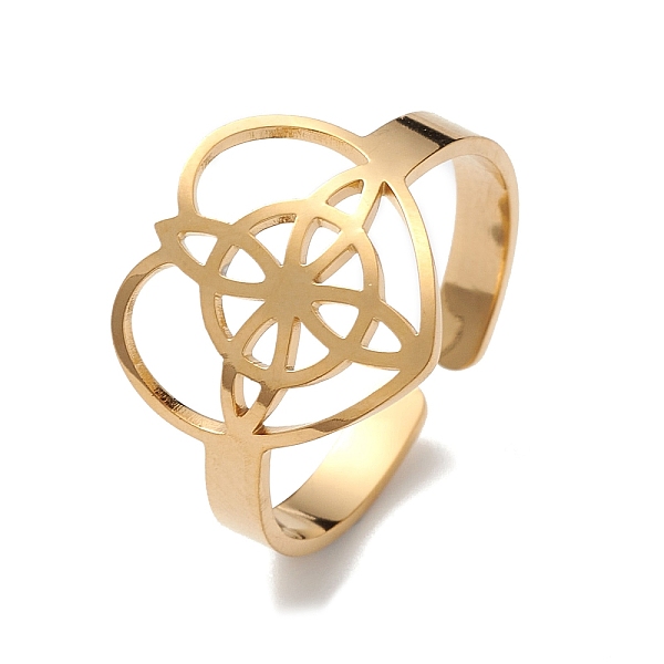 PandaHall Heart with Sailor's Knot 304 Stainless Steel Open Cuff Ring for Women, Golden, Inner Diameter: 18mm 304 Stainless Steel
PandaHall Heart with Sailor's Knot 304 Stainless Steel Open Cuff Ring for Women, Golden, Inner Diameter: 18mm 304 Stainless Steel