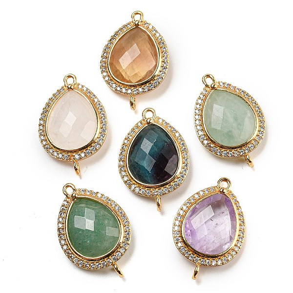 PandaHall Natural Mixed Gemstone Faceted Teardrop Connector Charms, Rack Plating Brass Micro Pave Clear Cubic Zirconia Links, Golden...
PandaHall Natural Mixed Gemstone Faceted Teardrop Connector Charms, Rack Plating Brass Micro Pave Clear Cubic Zirconia Links, Golden...