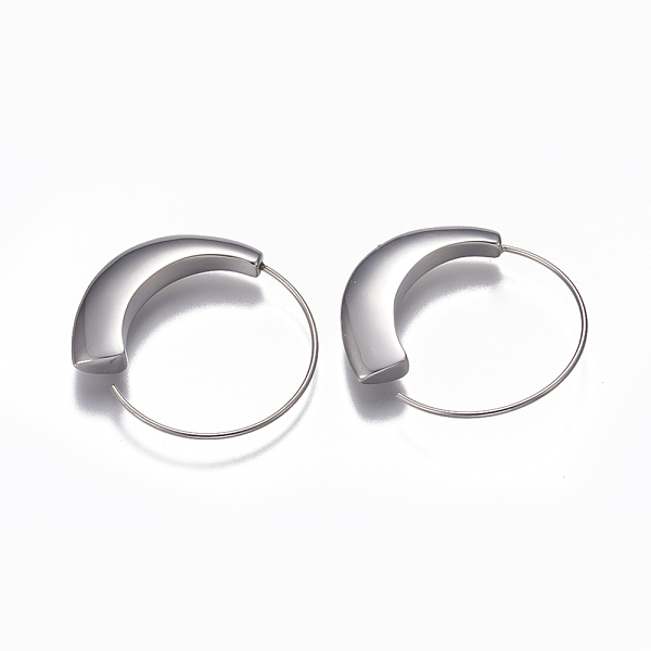 PandaHall 304 Stainless Steel Hoop Earrings, Hypoallergenic Earrings, Curved, Stainless Steel Color, 33x30x4.5mm, Pin: 1mm 304 Stainless...
PandaHall 304 Stainless Steel Hoop Earrings, Hypoallergenic Earrings, Curved, Stainless Steel Color, 33x30x4.5mm, Pin: 1mm 304 Stainless...