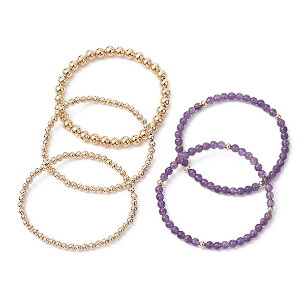 PandaHall 5Pcs 5 Style Natural Amethyst & Brass Beaded Stretch Bracelets Set for Women, Inner Diameter: 2-1/8 inch(5.4cm), 1Pc/style...
PandaHall 5Pcs 5 Style Natural Amethyst & Brass Beaded Stretch Bracelets Set for Women, Inner Diameter: 2-1/8 inch(5.4cm), 1Pc/style...