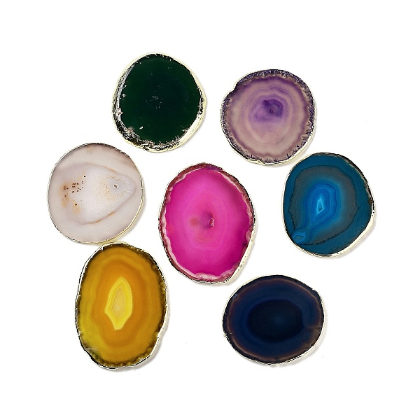 PandaHall Natural Agate Coaster, Agate Slices, with Brass Edage, Nugget, Mixed Color, 85~97x71~78x4~6mm Natural Agate Nuggets Multicolor
PandaHall Natural Agate Coaster, Agate Slices, with Brass Edage, Nugget, Mixed Color, 85~97x71~78x4~6mm Natural Agate Nuggets Multicolor