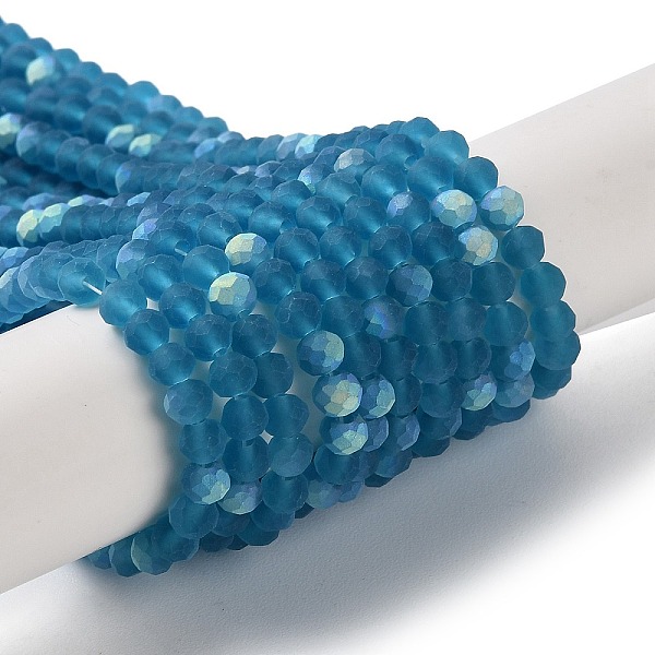 PandaHall Transparent Glass Beads Strands, Faceted, Frosted, Half AB Color Plated, Rondelle, Steel Blue, 4~4.5x3.5~4mm, Hole: 1mm, about...
PandaHall Transparent Glass Beads Strands, Faceted, Frosted, Half AB Color Plated, Rondelle, Steel Blue, 4~4.5x3.5~4mm, Hole: 1mm, about...