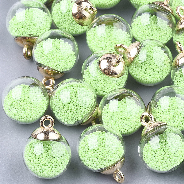 PandaHall Glass Ball Pendants, with Micro Beads and CCB Plastic Findings, Round, Pale Green, 21x15.5~16mm, Hole: 2mm Glass Round
PandaHall Glass Ball Pendants, with Micro Beads and CCB Plastic Findings, Round, Pale Green, 21x15.5~16mm, Hole: 2mm Glass Round