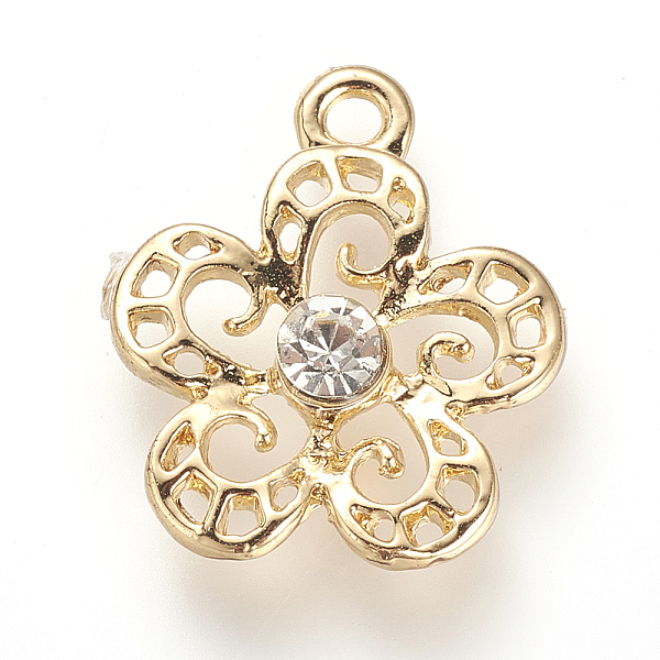 PandaHall Alloy Rhinestones Pendants, Flower, Golden, 20.5x17.5x4.5mm, Hole: 2mm Alloy+Rhinestone Flower
PandaHall Alloy Rhinestones Pendants, Flower, Golden, 20.5x17.5x4.5mm, Hole: 2mm Alloy+Rhinestone Flower