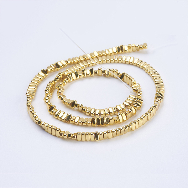 PandaHall Electroplate Non-magnetic Synthetic Hematite Beads Strands, Rectangle, Golden Plated, 4x2x2mm, Hole: 1mm, about 207pcs/strand...
PandaHall Electroplate Non-magnetic Synthetic Hematite Beads Strands, Rectangle, Golden Plated, 4x2x2mm, Hole: 1mm, about 207pcs/strand...