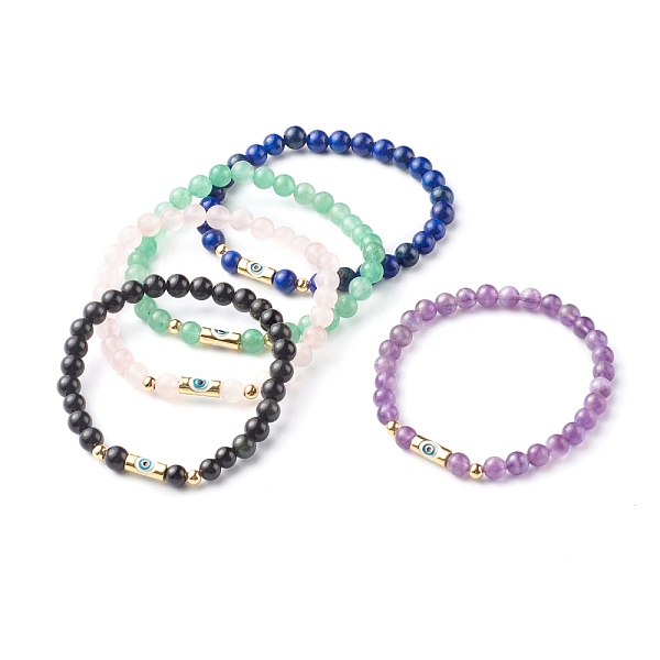 PandaHall Natural Mixed Stone Stretch Bracelets, with Brass Enamel Evil Eye Beads, Round, Inner Diameter: 2-1/4 inch(5.7cm) Mixed Goldstone...
PandaHall Natural Mixed Stone Stretch Bracelets, with Brass Enamel Evil Eye Beads, Round, Inner Diameter: 2-1/4 inch(5.7cm) Mixed Goldstone...