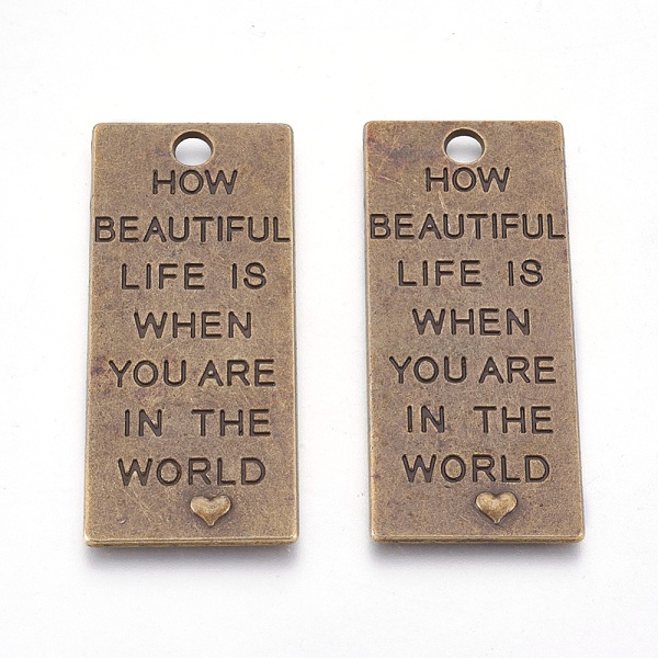 PandaHall Alloy Pendants, Dog Tags, Lead Free and Cadmium Free, Rectangle, Antique Bronze Color, 53mm long, 22.5mm wide, 1mm thick, hole...
PandaHall Alloy Pendants, Dog Tags, Lead Free and Cadmium Free, Rectangle, Antique Bronze Color, 53mm long, 22.5mm wide, 1mm thick, hole...