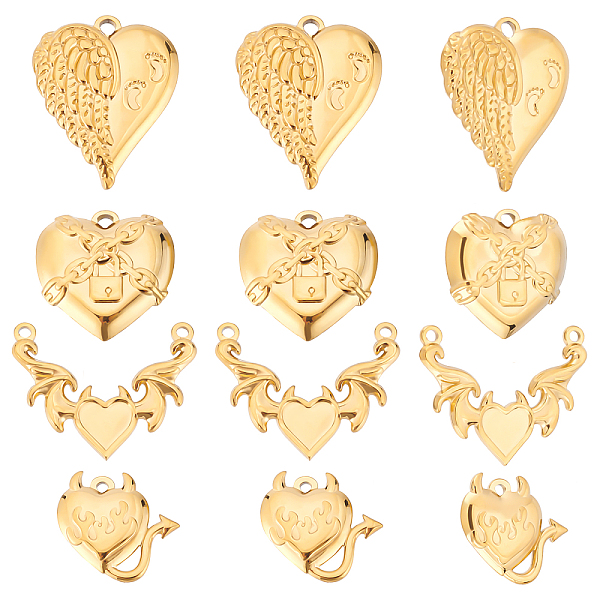 PandaHall Beebeecraft 12Pcs 4 Style 304 Stainless Steel Pendants, Evil Heart & Locked Heart, Real 18K Gold Plated, 18.5~28x20~30x2.5~3.5mm...
PandaHall Beebeecraft 12Pcs 4 Style 304 Stainless Steel Pendants, Evil Heart & Locked Heart, Real 18K Gold Plated, 18.5~28x20~30x2.5~3.5mm...