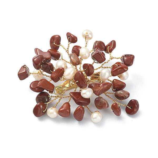 PandaHall Natural Red Jasper Chips & Pearl Beaded Flower Brooch Pin, Golden 304 Stainless Steel Wire Wrap Lapel Pin for Women...
PandaHall Natural Red Jasper Chips & Pearl Beaded Flower Brooch Pin, Golden 304 Stainless Steel Wire Wrap Lapel Pin for Women...