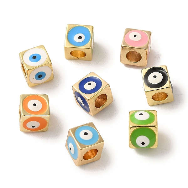 PandaHall Brass Enamel European Beads, Large Hole Beads, Real 18K Gold Plated, Cube with Evil Eye, Mixed Color, 8x8x8mm, Hole: 4.5mm..., Multicolor
PandaHall Brass Enamel European Beads, Large Hole Beads, Real 18K Gold Plated, Cube with Evil Eye, Mixed Color, 8x8x8mm, Hole: 4.5mm..., Multicolor