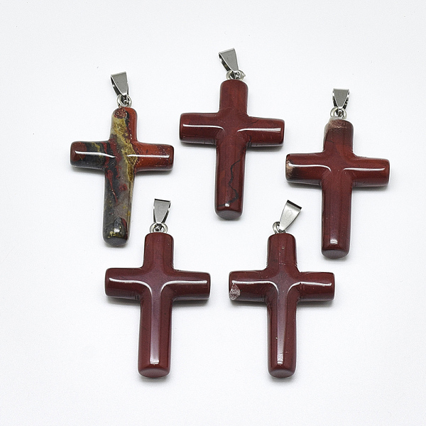 PandaHall Natural Red Rainbow Jasper Pendants, with Stainless Steel Snap On Bails, Cross, Stainless Steel Color, 44~46x28x8mm, Hole...
PandaHall Natural Red Rainbow Jasper Pendants, with Stainless Steel Snap On Bails, Cross, Stainless Steel Color, 44~46x28x8mm, Hole...