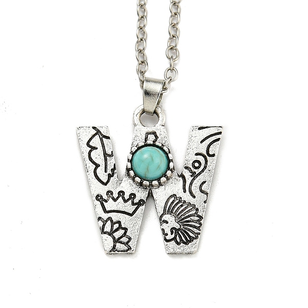 PandaHall Letter A~Z Antique Silver Plated Alloy with Synthetic Turquoise Pendant Necklaces, with Iron Cable Chains, Letter W, 18.70 inch...
PandaHall Letter A~Z Antique Silver Plated Alloy with Synthetic Turquoise Pendant Necklaces, with Iron Cable Chains, Letter W, 18.70 inch...